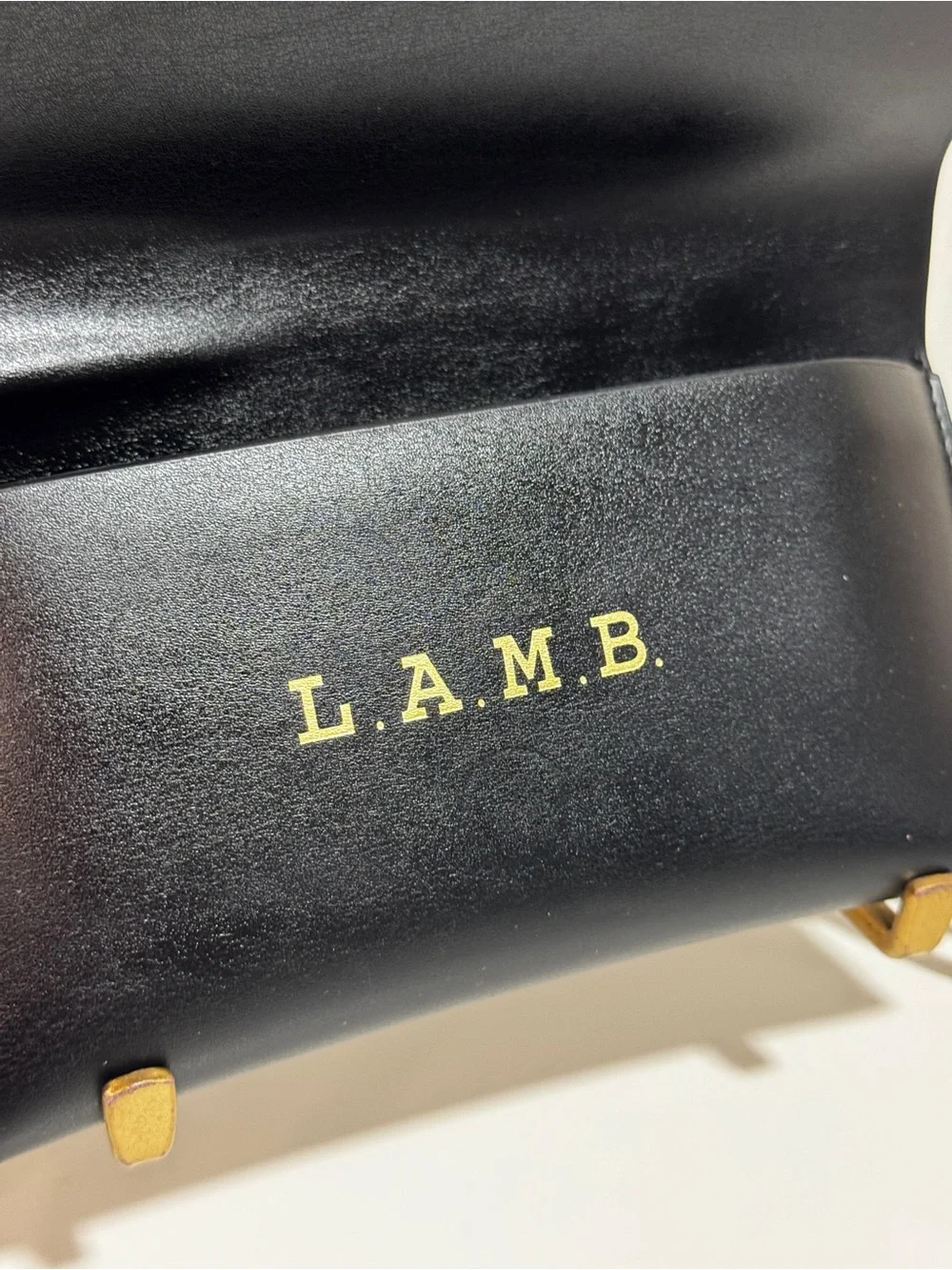 L.A.M.B. Black Embossed Leather Flap Sunglasses Case